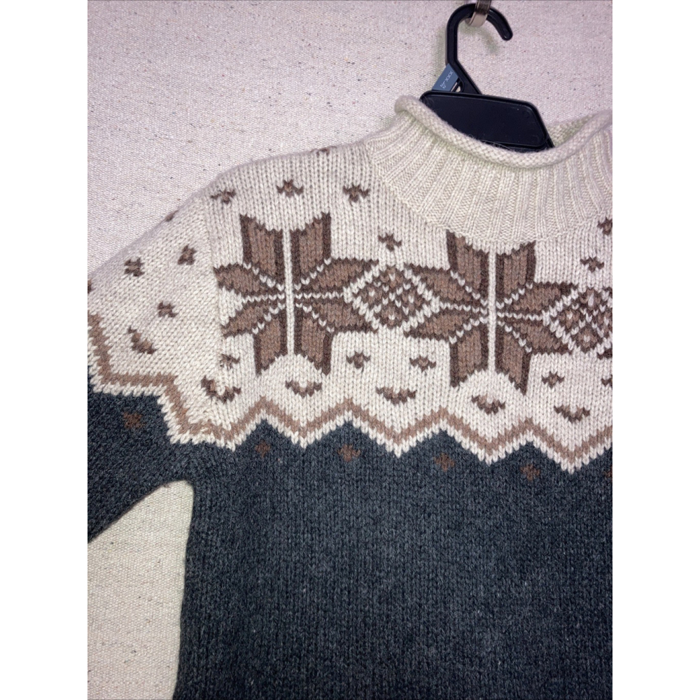 Vintage Eddie Bauer Nordic Wool Selburose Fair Isle Sweater Gray Women’s S M - Picture 4 of 8